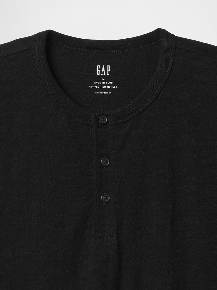 Image number 4 showing, Lived-In Relaxed Curved Hem Henley T-Shirt