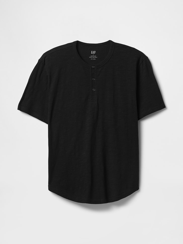 Image number 5 showing, Lived-In Relaxed Curved Hem Henley T-Shirt
