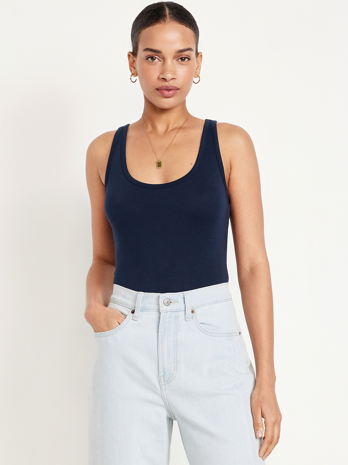 トップス ENOF clack top navy 02 First-Layer Scoop-Neck Tank Top | Old Navy