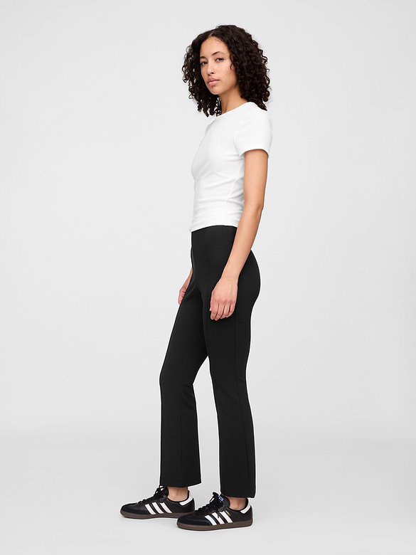 High Rise Ponte Flare Crop Pants
