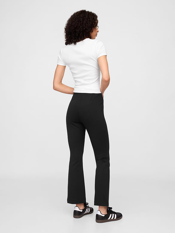High Rise Ponte Flare Crop Pants