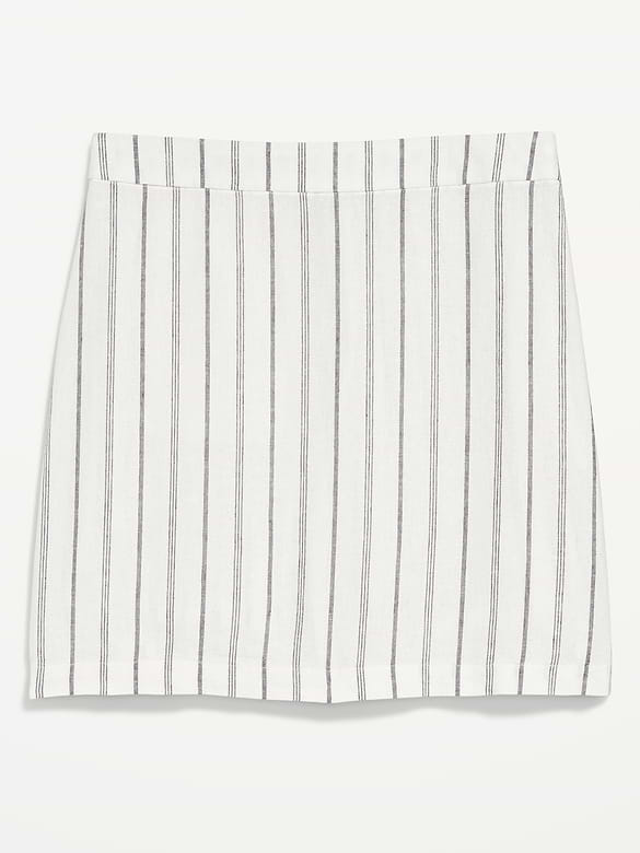 High-Waisted Linen-Blend Mini Skirt