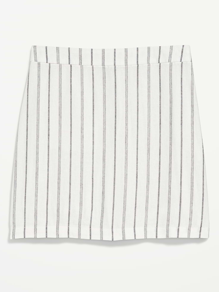 Image number 4 showing, High-Waisted Linen-Blend Mini Skirt