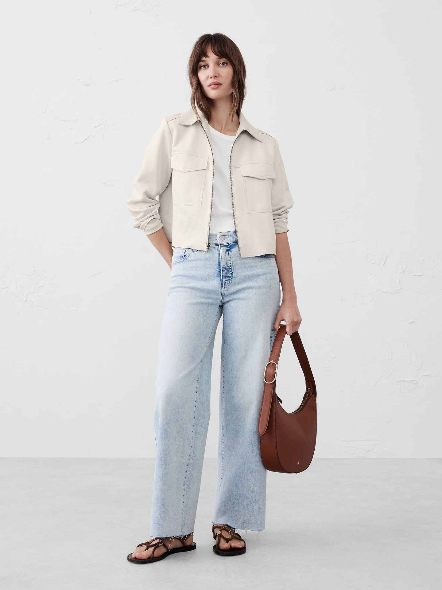 Image number 1 showing, Vegan Suede Cropped Jacket