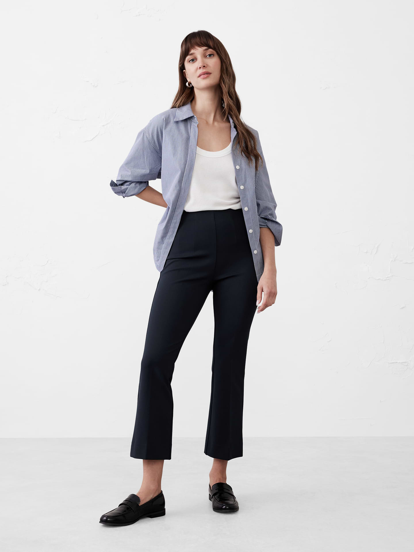 Image number 1 showing, Bootcut Cropped Ponte Pull-On Pant