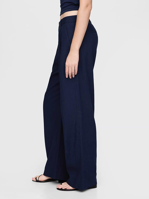 365 High Rise Linen-Blend Trousers