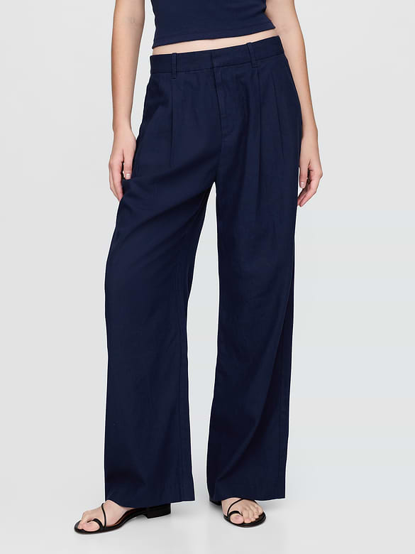 365 High Rise Linen-Blend Trousers