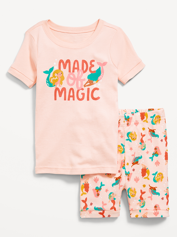 Snug-Fit Graphic Pajama Shorts Set for Toddler & Baby