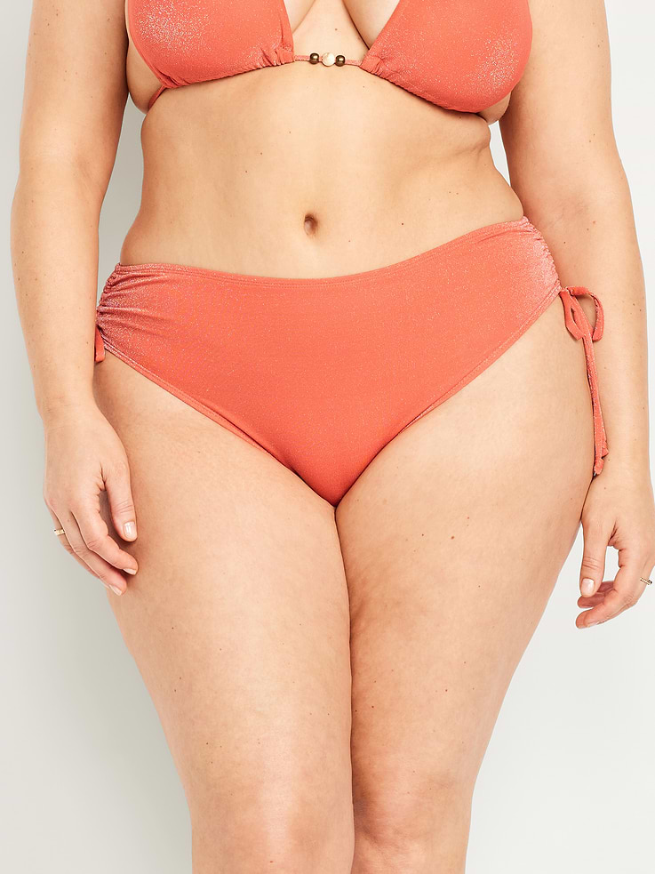 Image number 7 showing, Mid-Rise Side-Tie Shine Bikini Swim Bottoms