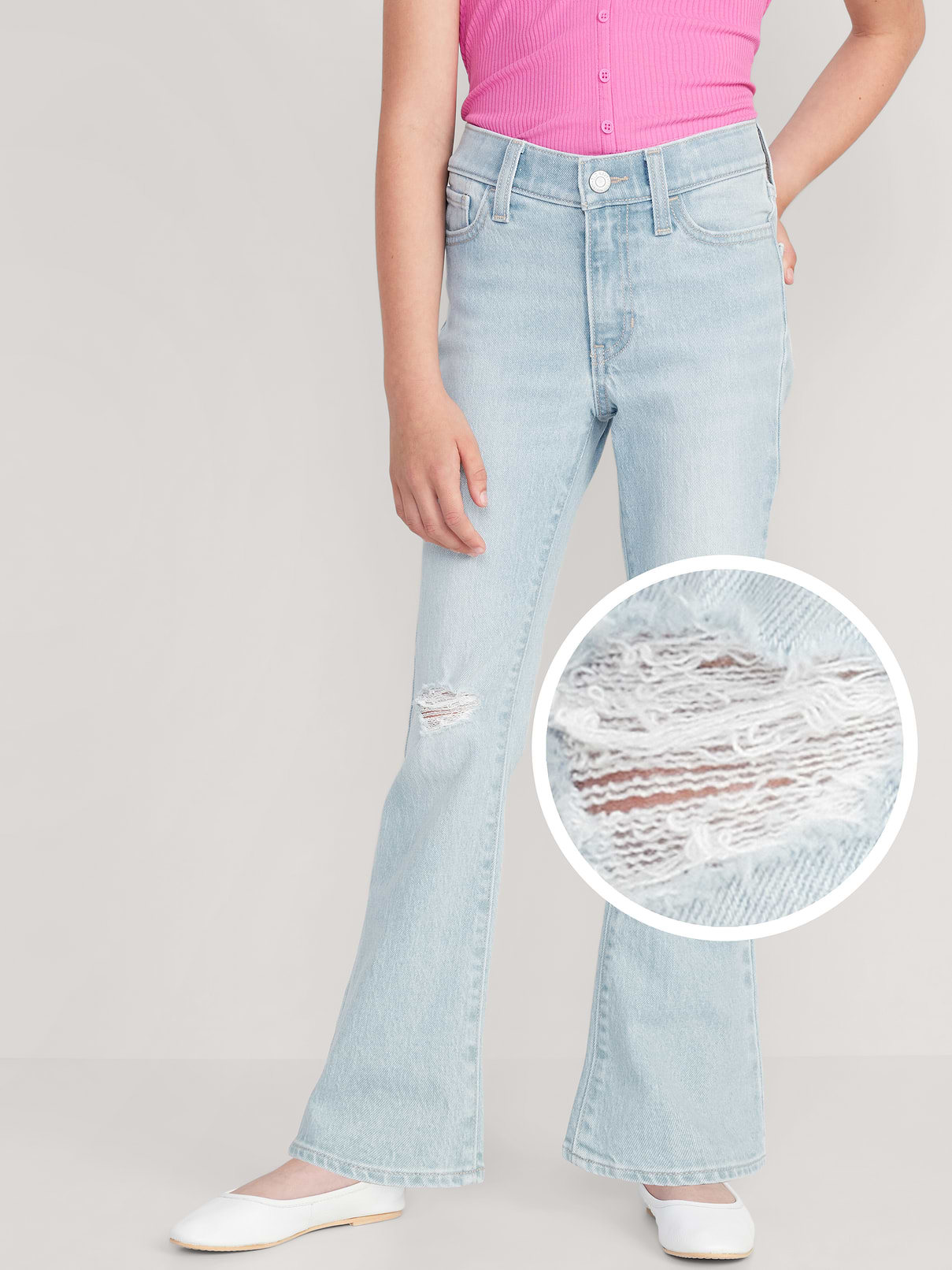 Image number 1 showing, High-Waisted Built-In Tough Ripped Flare Jeans for Girls