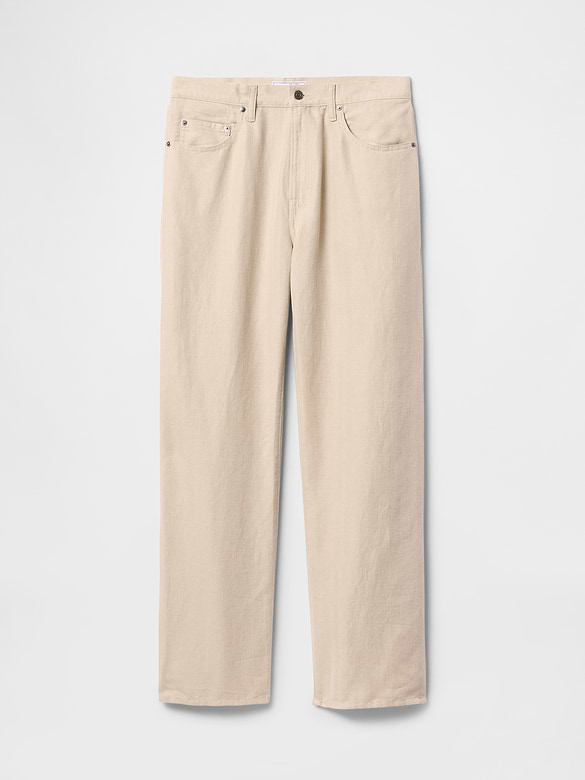 Linen-Cotton '90s Loose Herringbone Pants