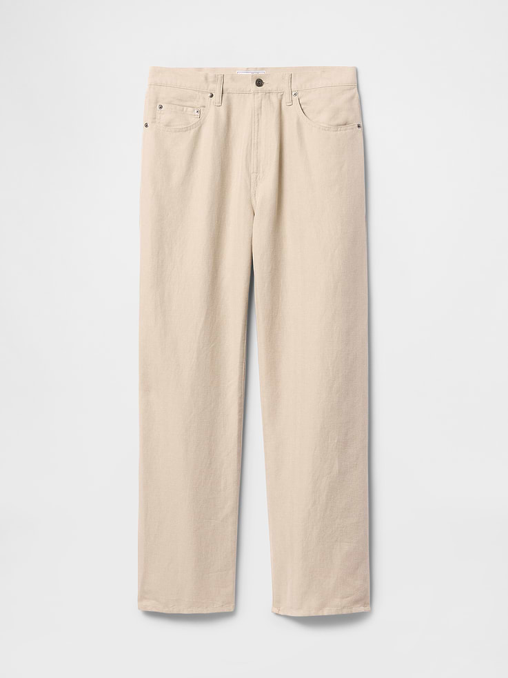Image 6 of 6, Linen-Cotton '90s Loose Herringbone Pants