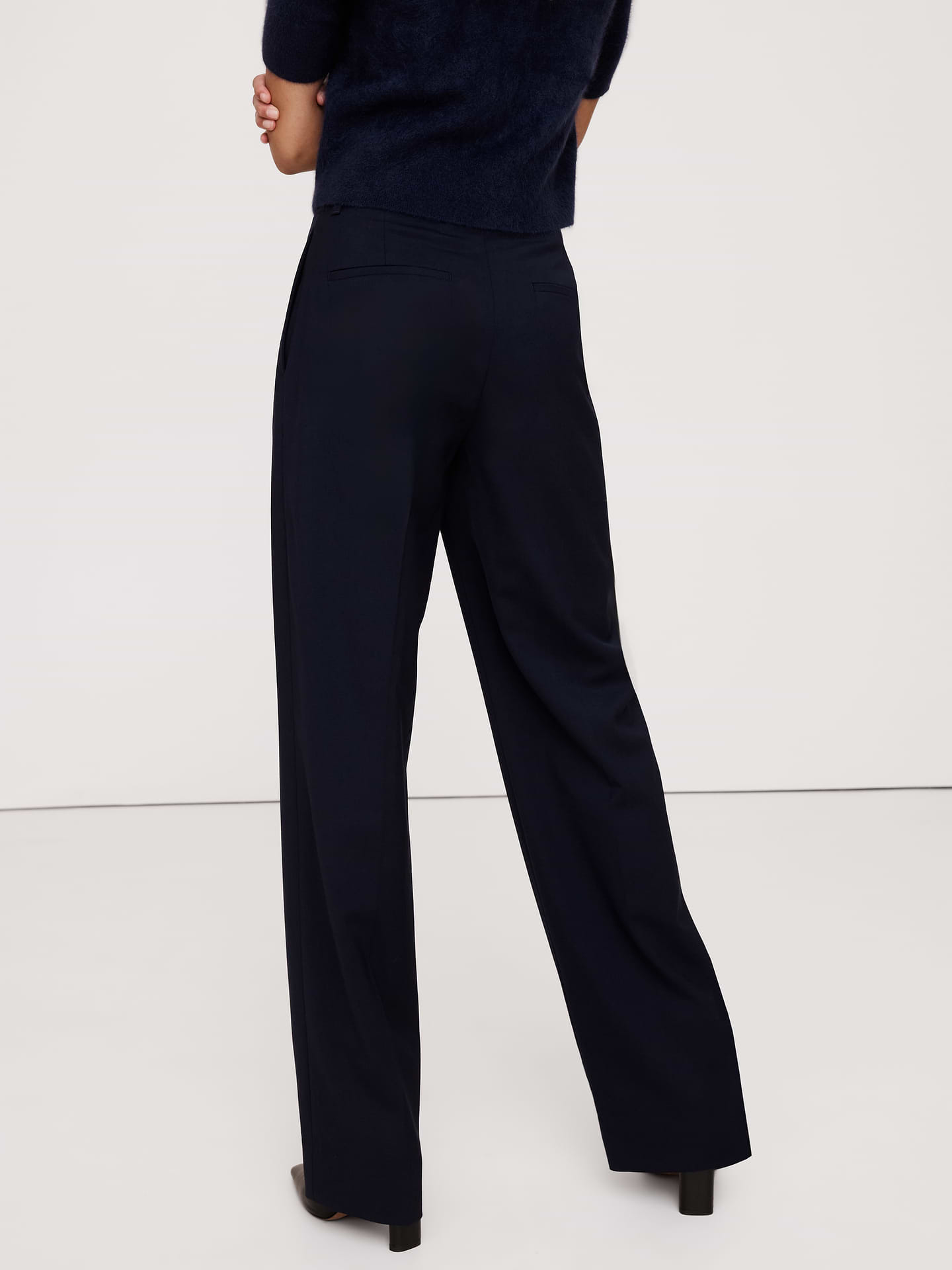 Image number 8 showing, Ultra High-Rise Modern Straight Italian Lightweight Wool Pant