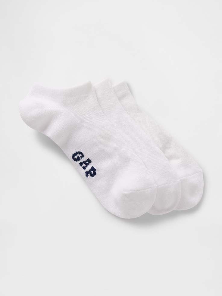 Image 1 of 1, This style is made with 10% recycled polyester. Compared to virgin materials, using recycled materials helps to reduce resource use and waste., Stretch knit., Reinforced toe and heel., Gap logo at sole., This product was made in a factory that invests in gender equity and women’s empowerment through RISE. Learn more at, Product #743629