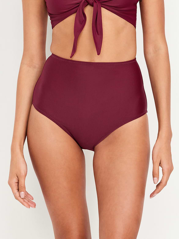Matte High-Waisted Bikini Swim Bottoms