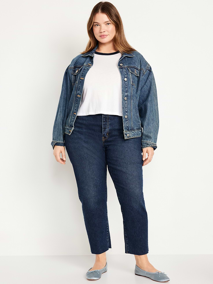 Image number 7 showing, Curvy High-Waisted OG Straight Button-Fly Ankle Jeans