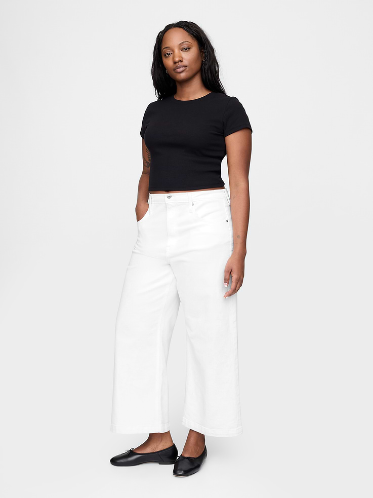 Image number 5 showing, High Rise Stride Wide-Leg Ankle Jeans