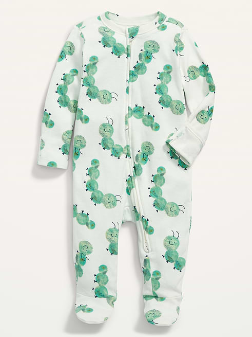 Unisex Unisex Caterpillar Print Sleep & Play 2-Way Zip Footed One-Piece for Baby clearance posted today