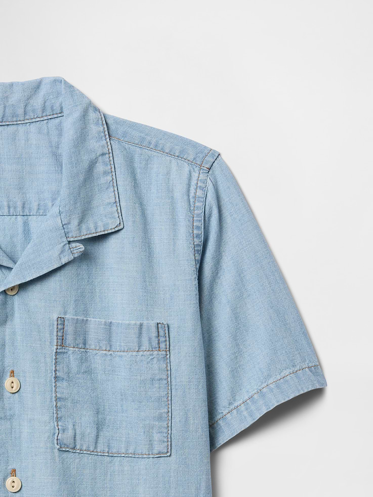 Image 3 of 3, Kids Chambray Boxy Vacay Shirt