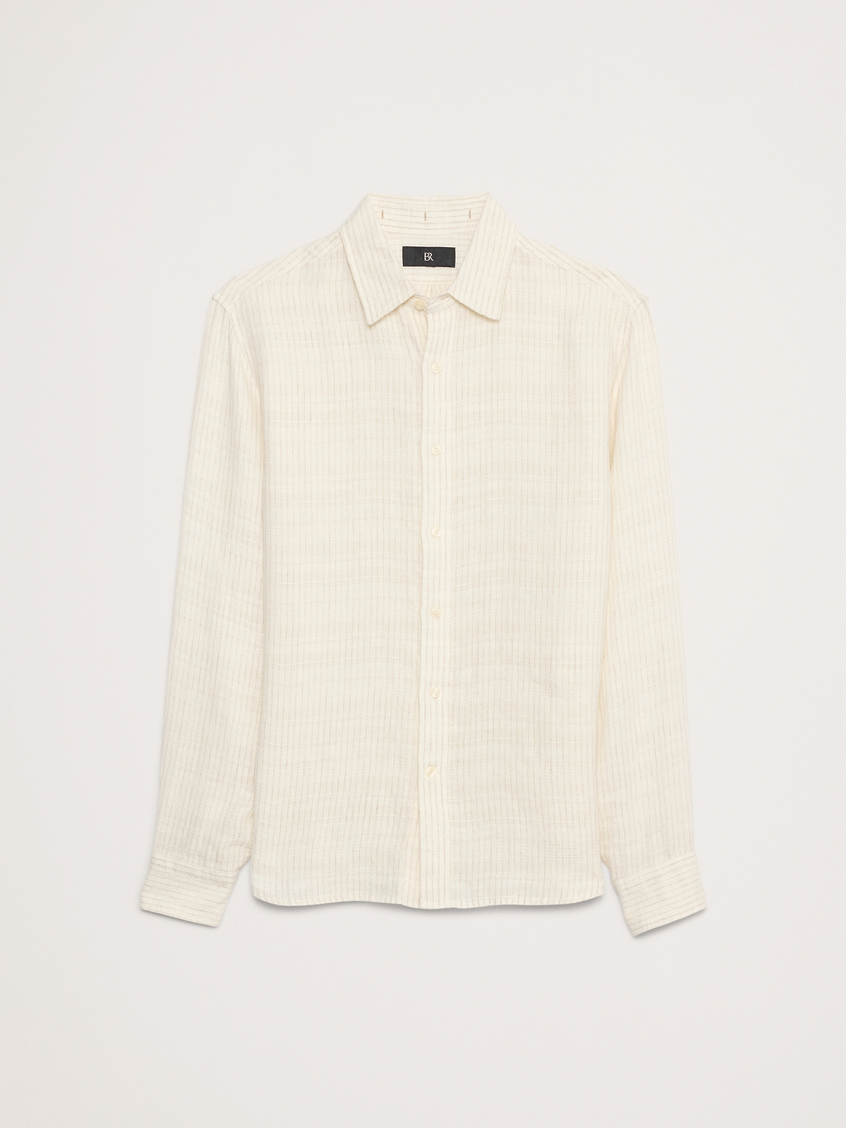 Standard-Fit Texture-Stripe Linen Shirt | Banana Republic