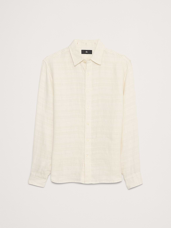 Standard-Fit Texture-Stripe Linen Shirt