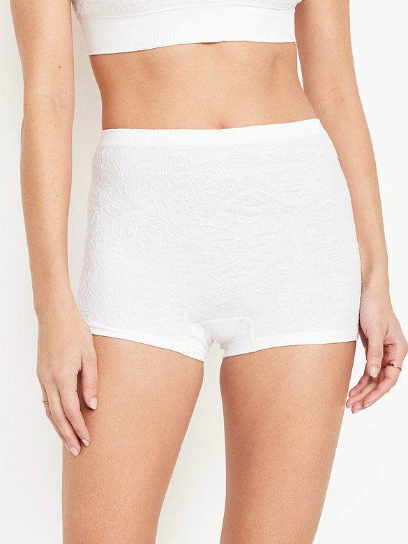 Mid-Rise Seamless Lace Boyshort Underwear
