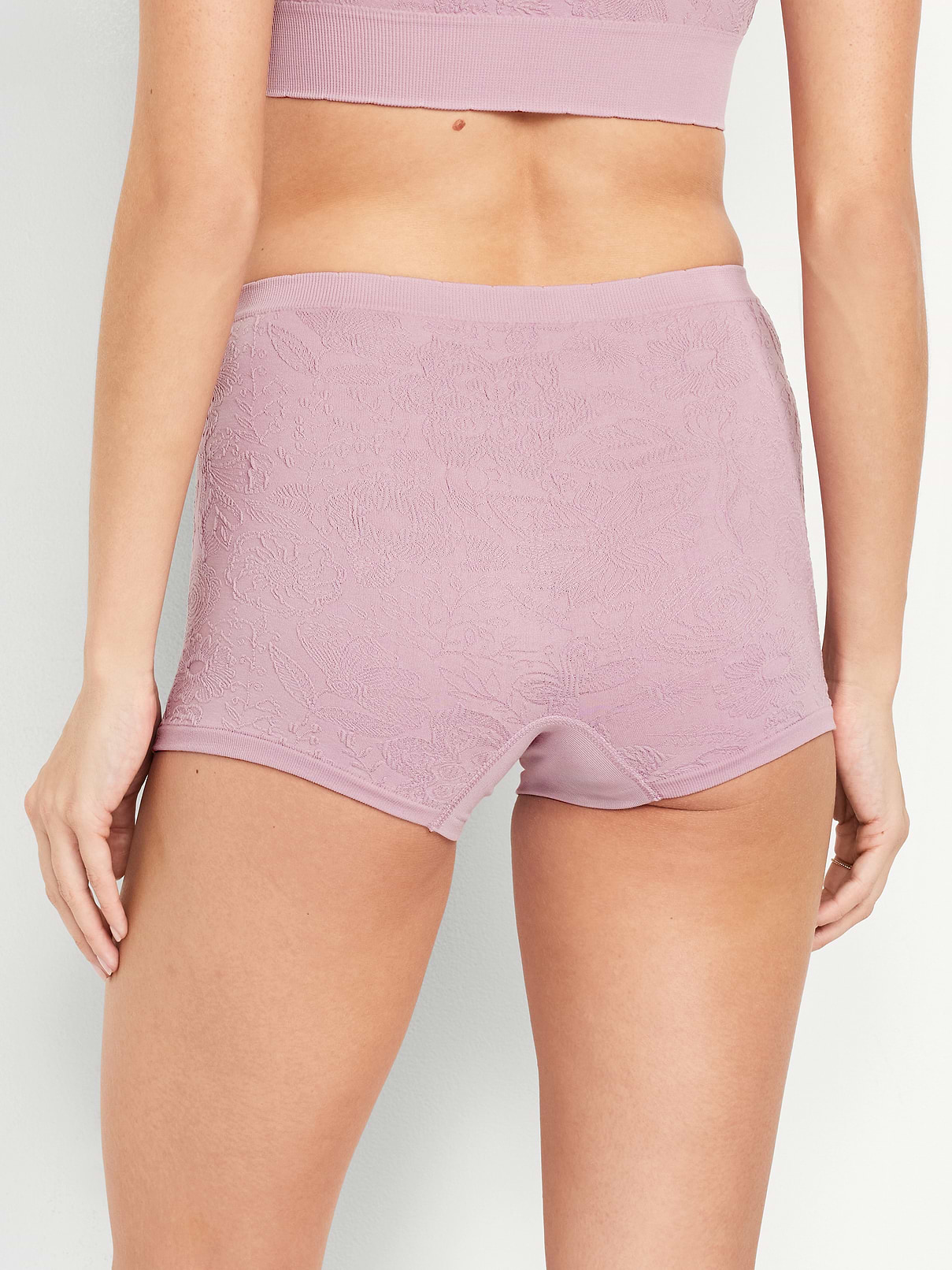 Image number 2 showing, Mid-Rise Seamless Lace Boyshort Underwear