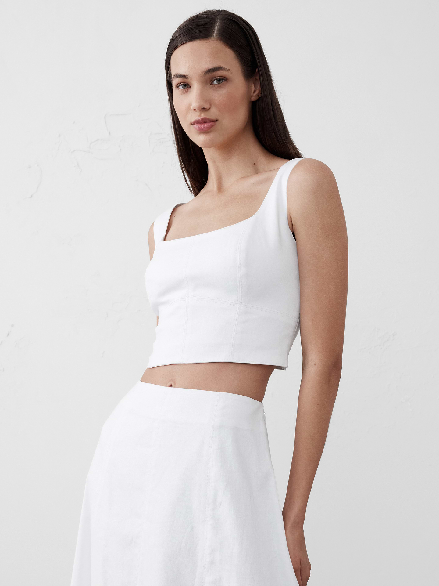 Image number 1 showing, Linen-Blend Square-Neck Bustier