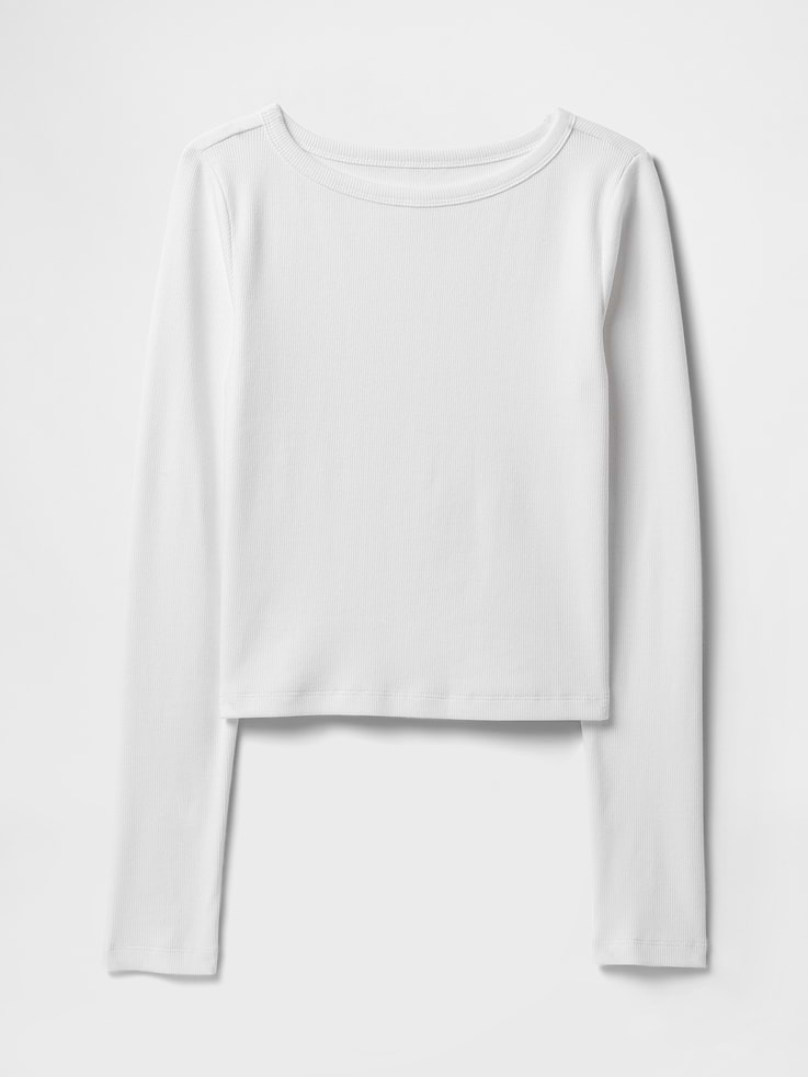 Image number 5 showing, Heavyweight Rib Boatneck Crop T-Shirt