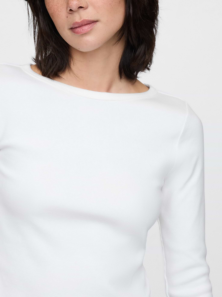 Image number 4 showing, Heavyweight Rib Boatneck Crop T-Shirt