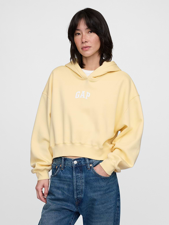 VintageSoft Crop Logo Hoodie