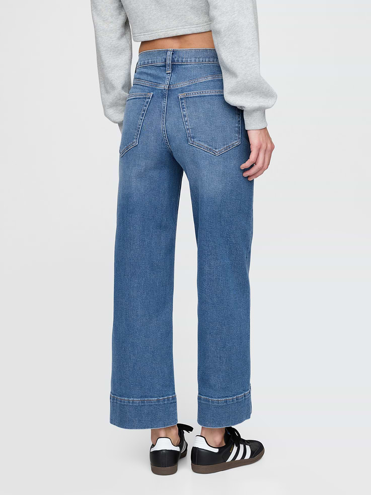 Image number 4 showing, High Rise Stride Wide-Leg Ankle Jeans