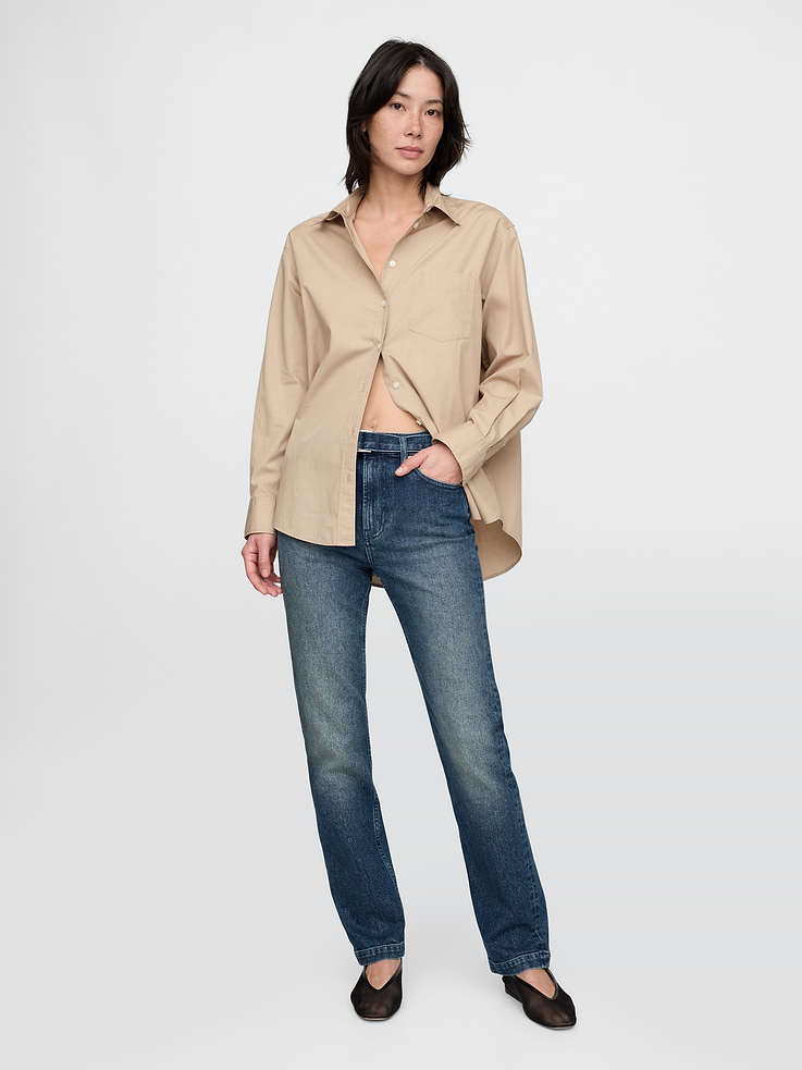 Image number 1 showing, High Rise Belted '90s Slim Straight Jeans