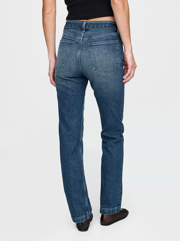 Image number 4 showing, High Rise Belted '90s Slim Straight Jeans