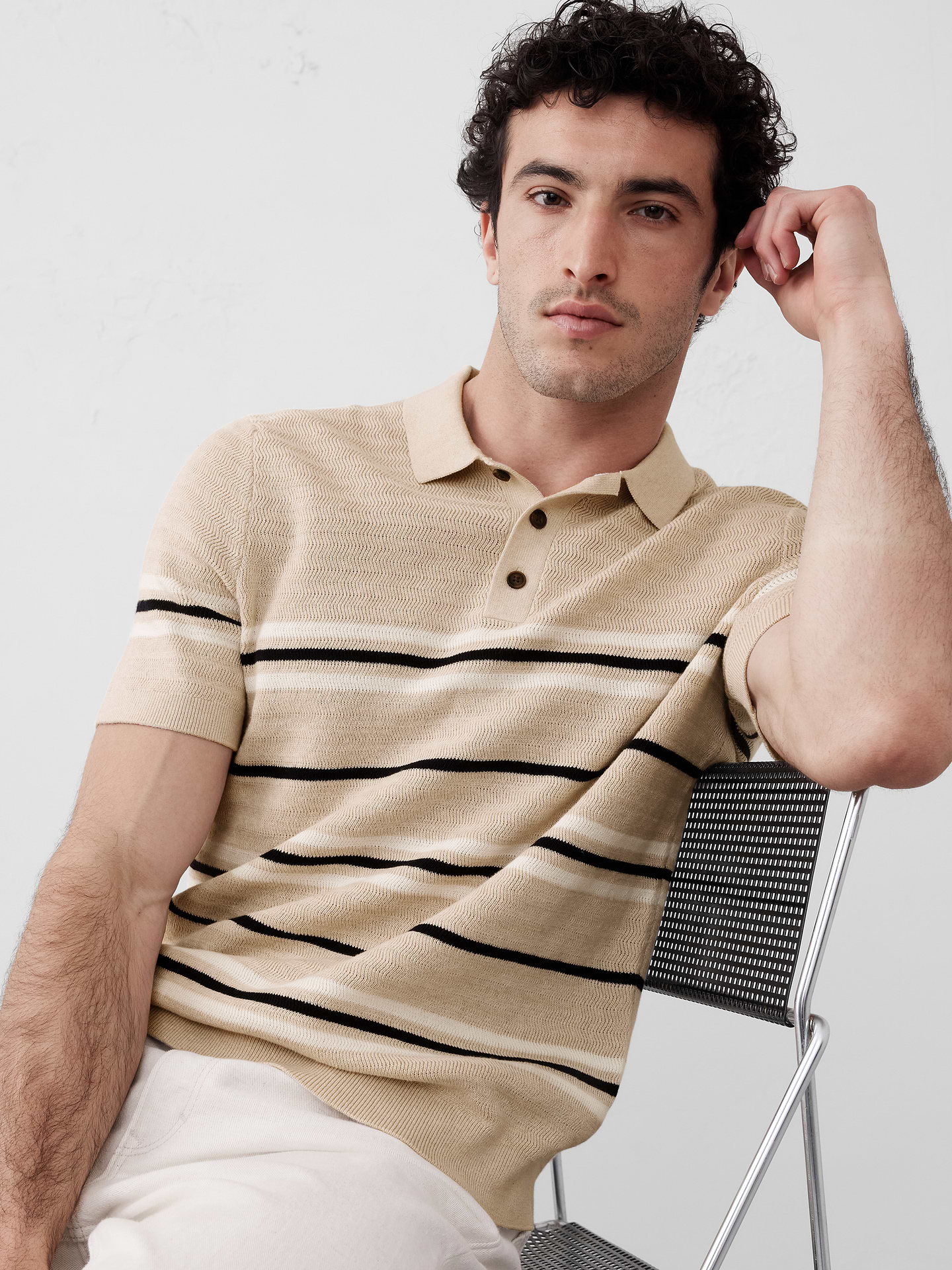 Image number 3 showing, Textured Striped Sweater Polo