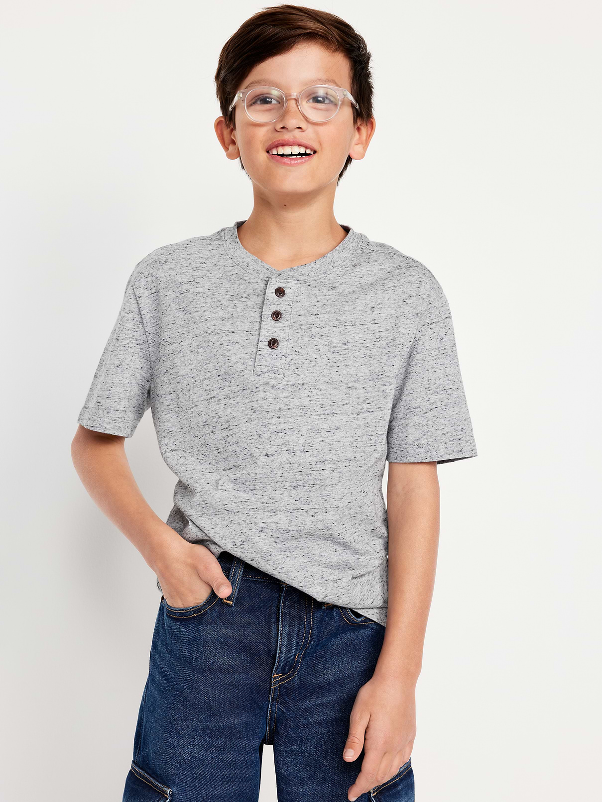 Image number 1 showing, Short-Sleeve Henley T-Shirt for Boys