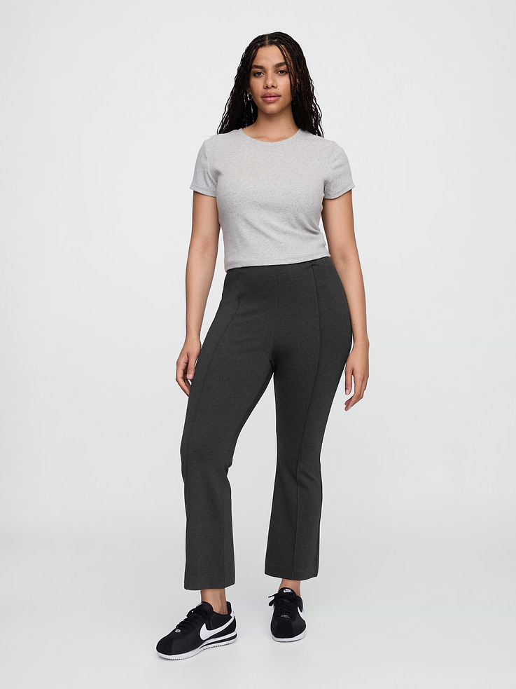 Image number 5 showing, High Rise Ponte Flare Crop Pants