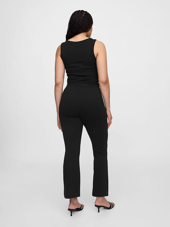 High Rise Ponte Flare Crop Pants