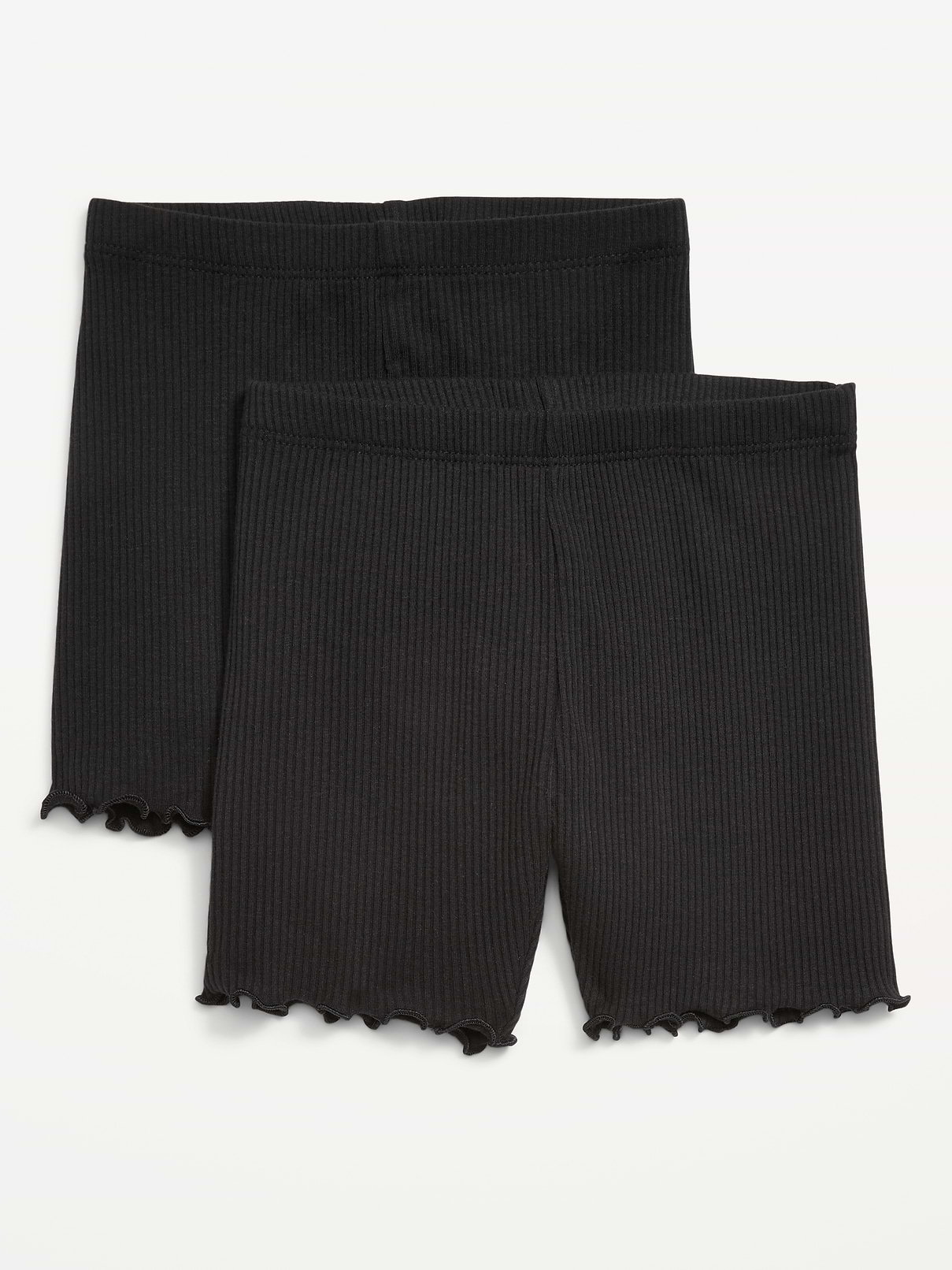 Image number 1 showing, Ribbed Lettuce-Edge Biker Shorts 2-Pack for Toddler Girls