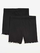 Image number 1 showing, Ribbed Lettuce-Edge Biker Shorts 2-Pack for Toddler Girls