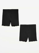 Image number 2 showing, Ribbed Lettuce-Edge Biker Shorts 2-Pack for Toddler Girls