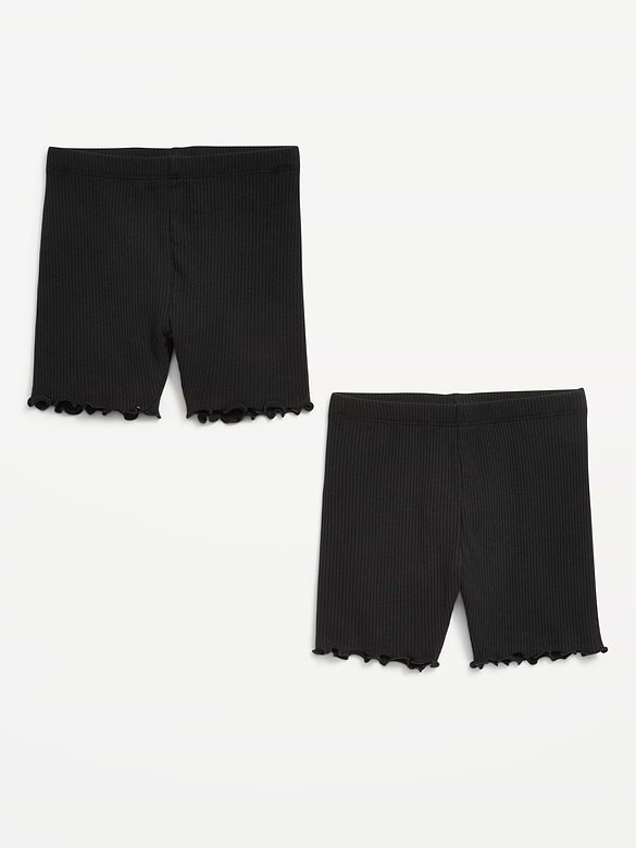 Ribbed Lettuce-Edge Biker Shorts 2-Pack for Toddler Girls