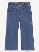 Image number 2 showing, Pull-On Baggy Wide-Leg Cargo Jeans for Toddler Girls
