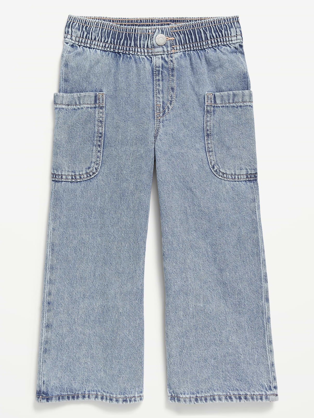 Image number 2 showing, Pull-On Baggy Wide-Leg Cargo Jeans for Toddler Girls