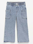Image number 2 showing, Pull-On Baggy Wide-Leg Cargo Jeans for Toddler Girls