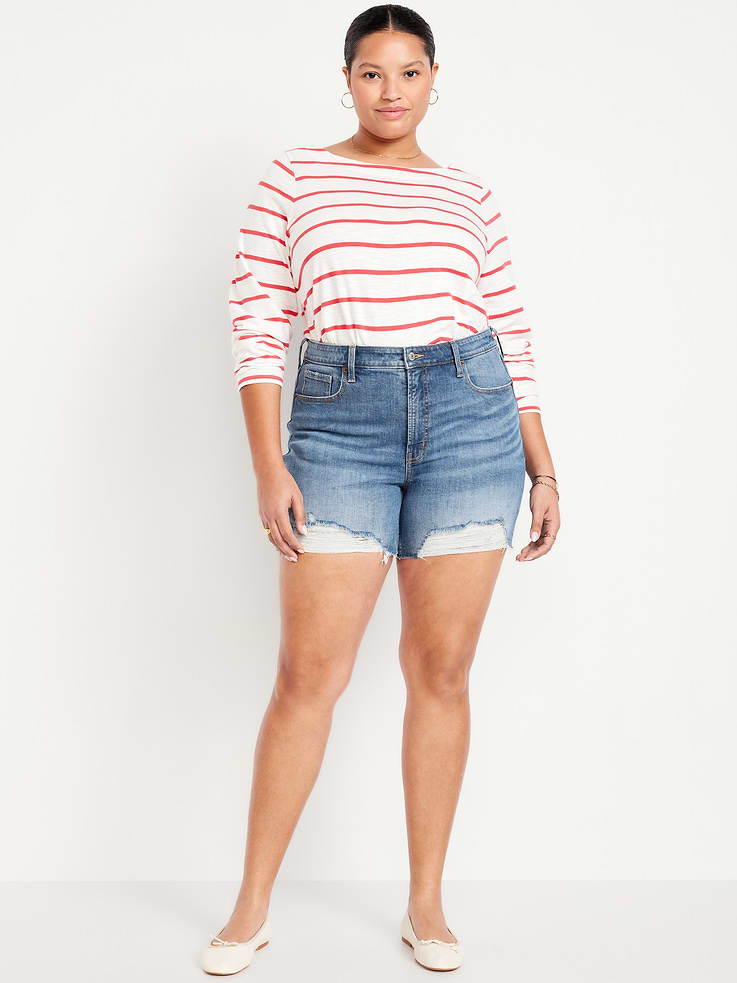 Image number 6 showing, High-Waisted OG Jean Cut-Off Shorts -- 5-inch inseam