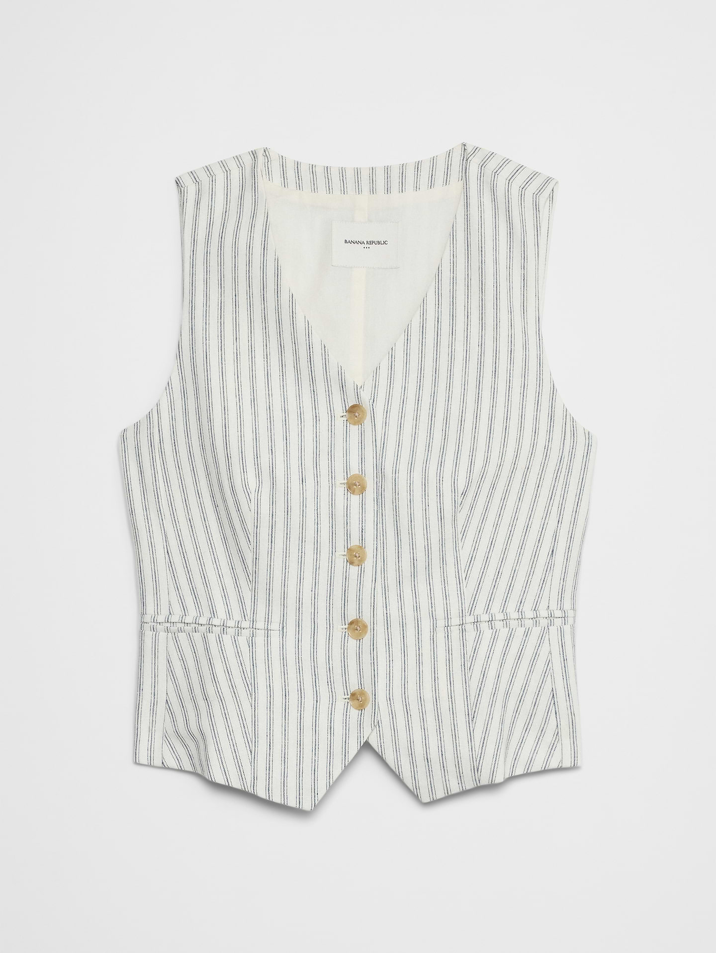 Image 4 of 4, Linen-Blend Classic Vest