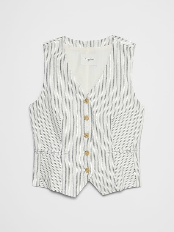 Linen-Blend Classic Vest