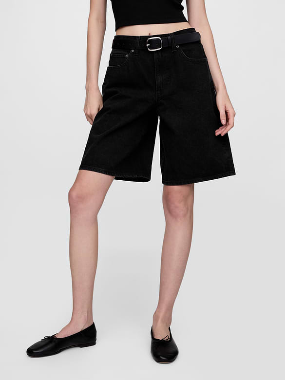 11"  Mid Rise Longline Denim Shorts