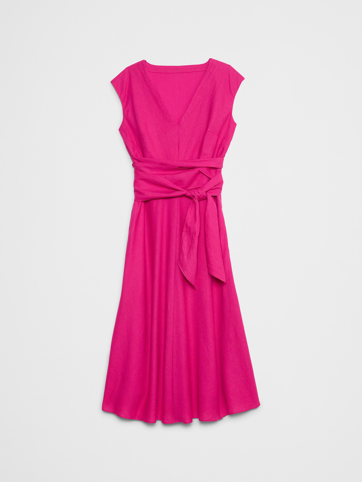 Image 4 of 4, Linen-Blend Wrap Midi Dress